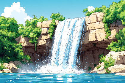 Majestic Waterfall Scene