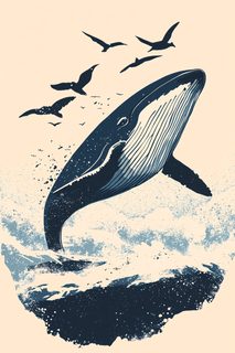Majestic Whale And Birds