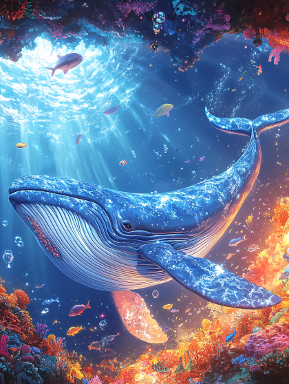 Majestic Whale In Coral Reef
