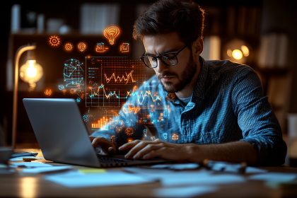 Man Analyzing Data Holograms