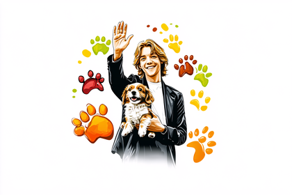Man and Puppy Paw Prints