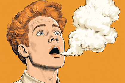Man Exhaling Vapor
