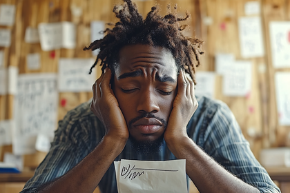 Man Experiencing Headache with Closed Eyes