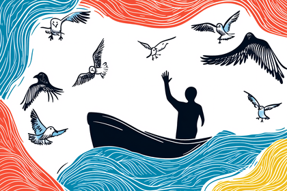 Man in a Boat with Seagulls