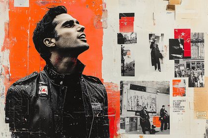 Man In Leather Jacket Collage Art