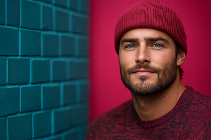 Man In Red Beanie Portrait