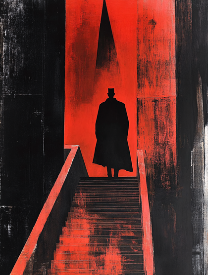 Man in Shadow on Stairs