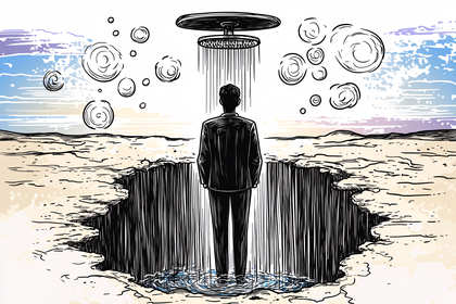 Man in Shower Amidst a Chasm