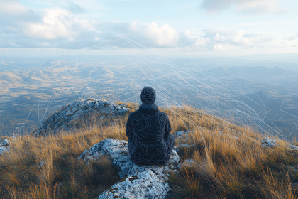 Man Meditating on Mountain Top