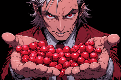 Man Offering Red Spheres