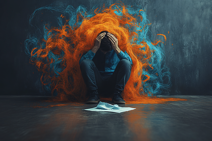 Man Overwhelmed by Anxiety