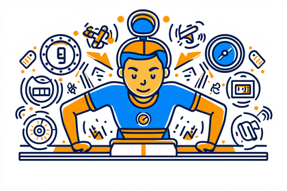 Man Pushing a Button in a Modern Style