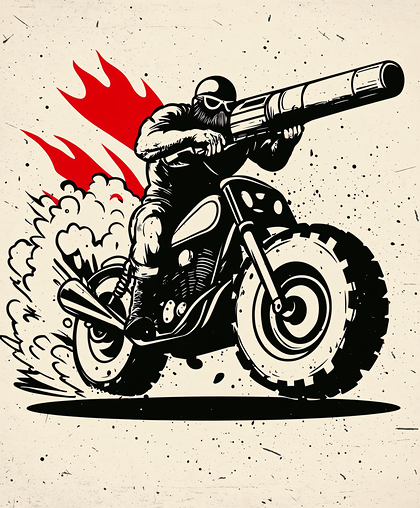 Man Riding Motorcycle With Gun