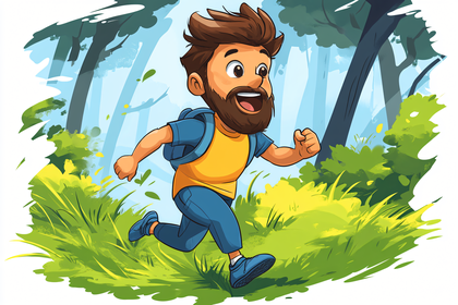 Man Running in Forest