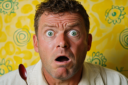 Man Expressing Surprise With Spoon