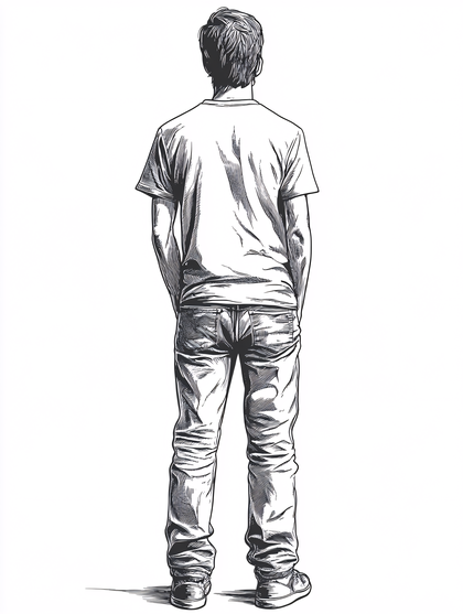 Man Standing From Back Sketch