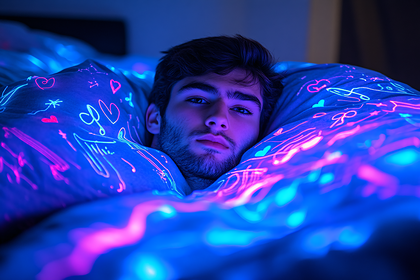 Man Under Neon Blanket