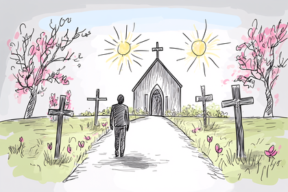 Man Walking Towards Church