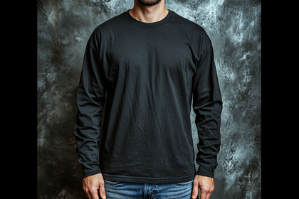 Man Wearing Black Long Sleeve Shirt
