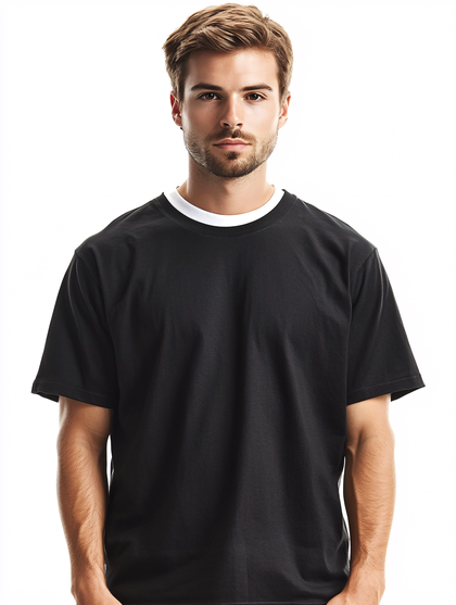 Man Wearing Black T-Shirt