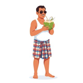 Man Drinking Coconut