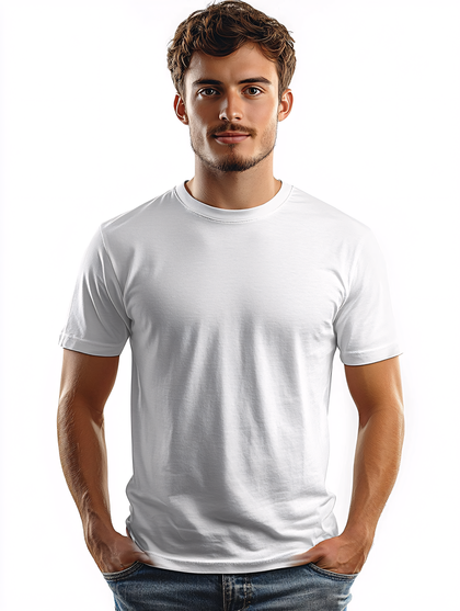 Man Wearing White T-Shirt