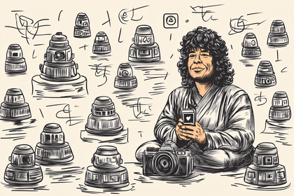 Man with Camera and Geometric Forms