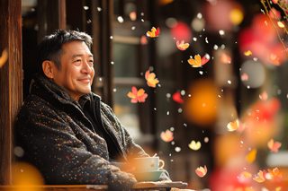Man with Coffee Cup in Autumn