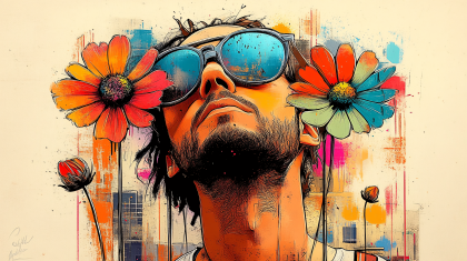 Man with Flowers Sunglasses