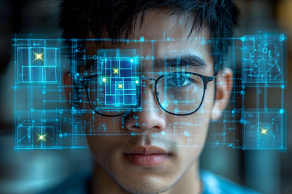 Man with Futuristic Digital Overlay