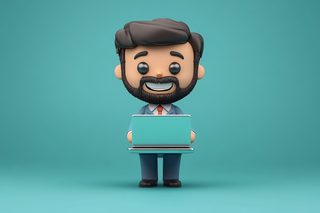 Man With Laptop 3D Cartoon