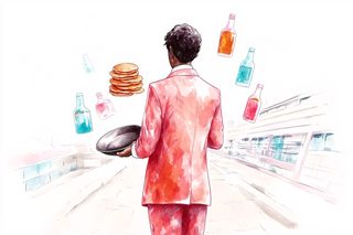 Man with Pancakes and Syrup