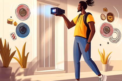 Man with Projector and Snacks