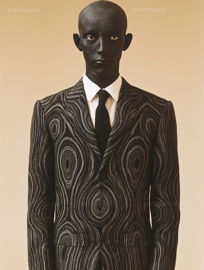 Man With Swirling Pattern Skin And Suit
