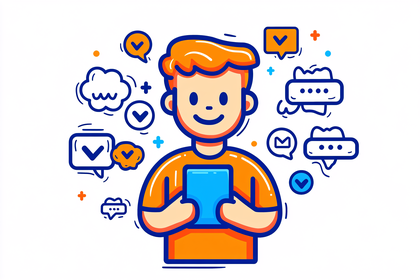 Man with Tablet and Communication Icons