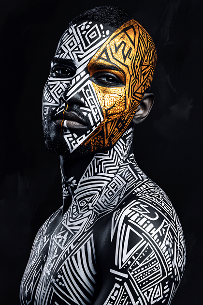 Man with Tribal Body Art