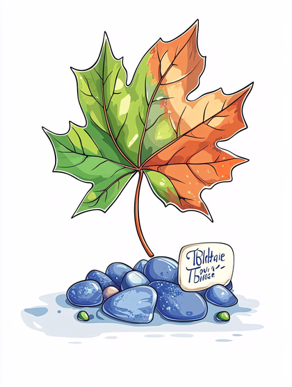 Maple Leaf On Rocks