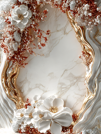 Marble Floral Frame
