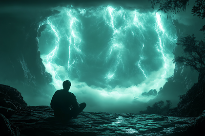 Meditating Gaze At Celestial Portal