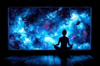 Meditating In Nebula Window