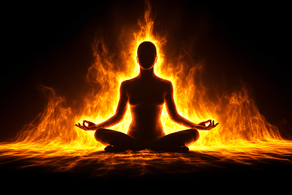 Meditating Silhouette In Flames
