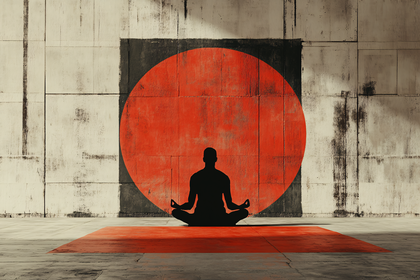 Meditating Silhouette Red Circle
