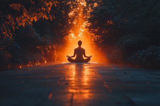 Meditation Silhouette At Sunset