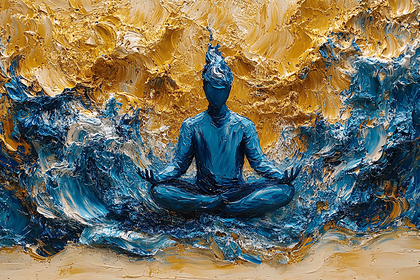 Meditative Figure In Abstract Landscape