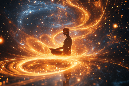 Meditative Figure In Cosmic Vortex