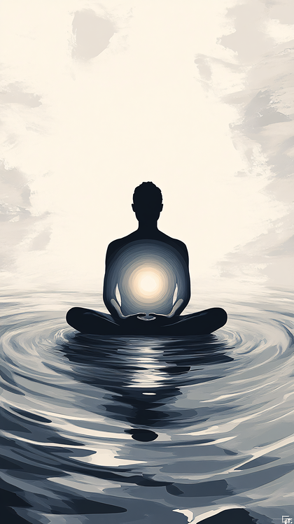 Meditative Figure In Still Water