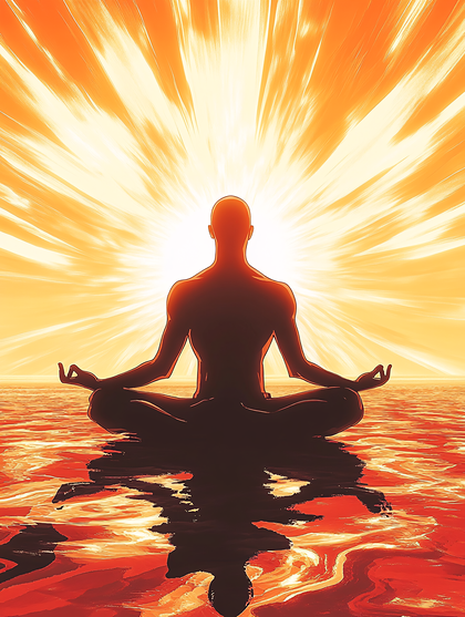 Meditative Figure in Sunrise
