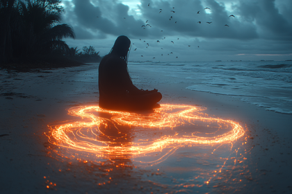 Meditative Silhouette at Beach