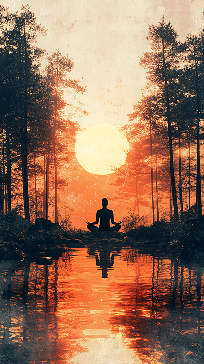 Meditative Sunset in the Woods