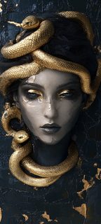 Striking Digital Art of Medusa with Golden Snakes